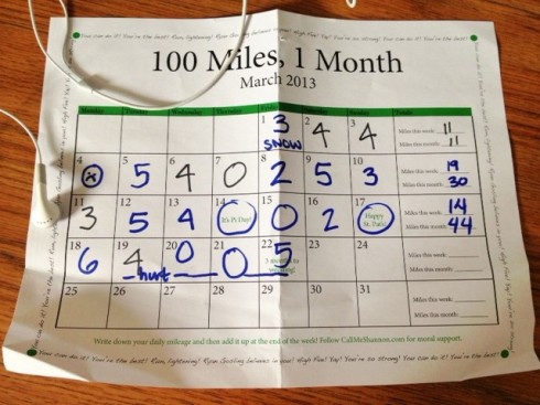 100 miles in march 2013